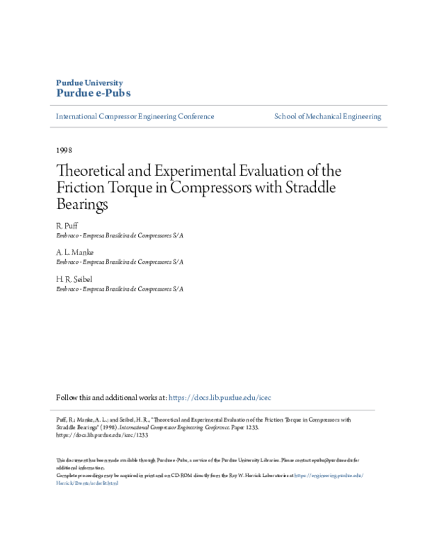 (PDF) Theoretical and Experimental Evaluation of the Friction Torque in ...