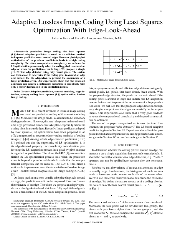 (PDF) Adaptive lossless image coding using least squares optimization ...