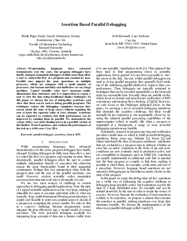 (PDF) Assertion Based Parallel Debugging