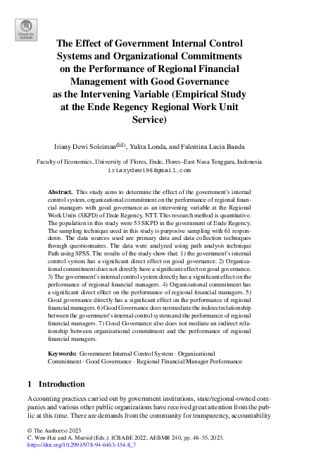 (PDF) The Effect of Government Internal Control Systems and ...