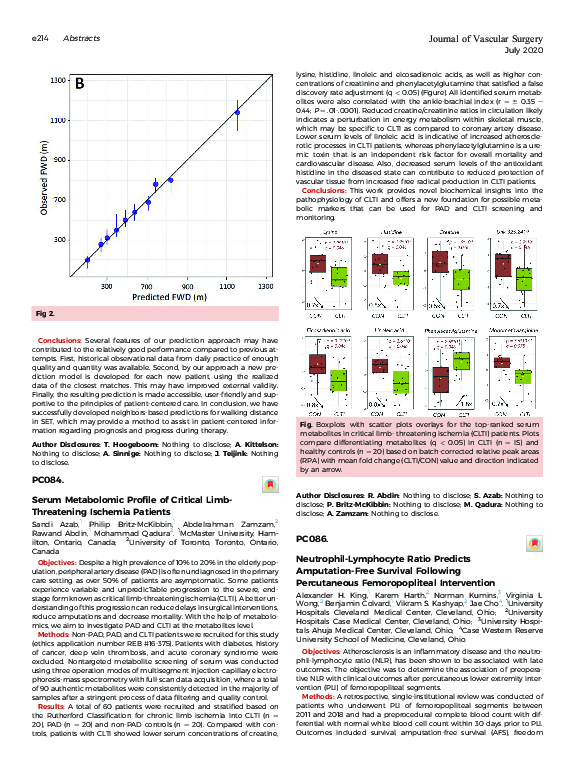 (PDF) Serum Metabolomic Profile of Critical Limb-Threatening Ischemia ...