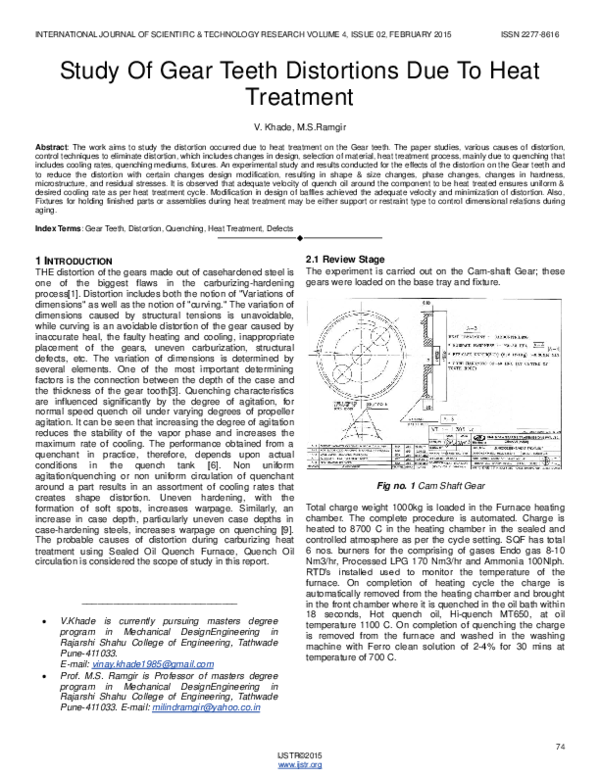 (PDF) Study Of Gear Teeth Distortions Due To Heat Treatment