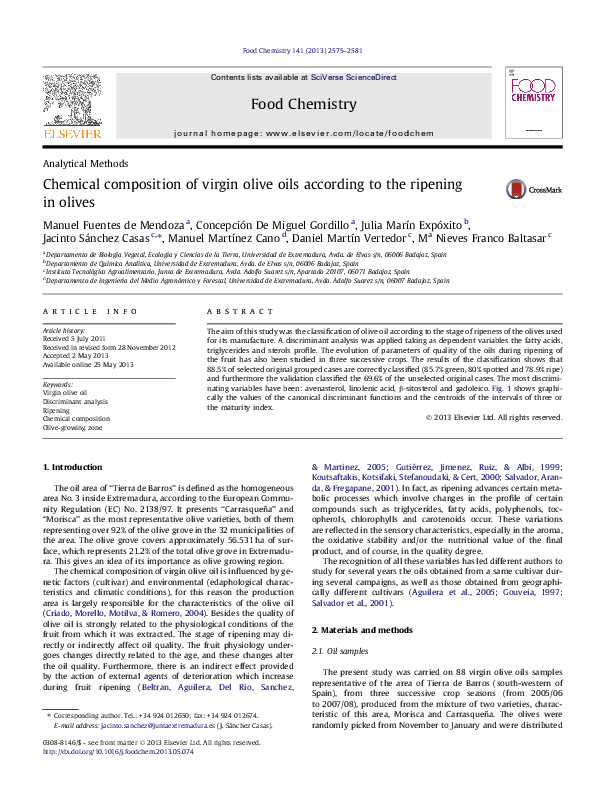 (PDF) Chemical composition of virgin olive oils according to the ...