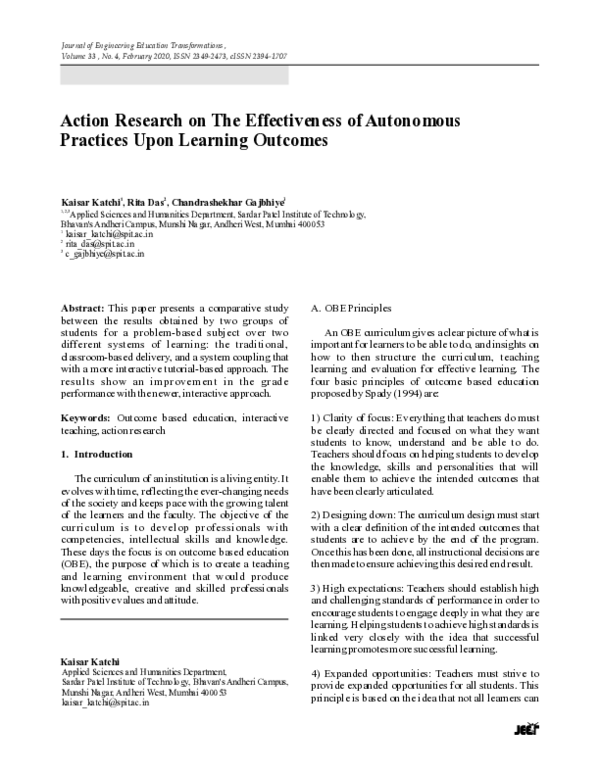 (PDF) Action Research on The Effectiveness of Autonomous Practices Upon ...
