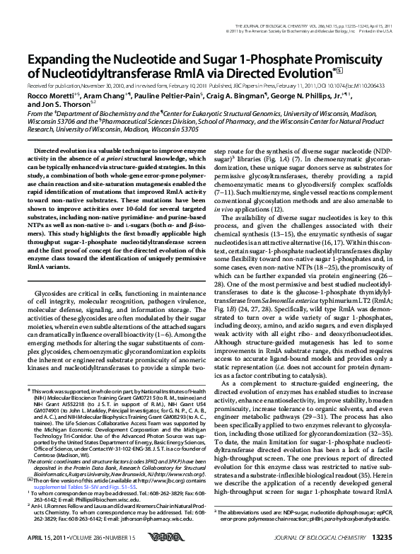 (PDF) Expanding the Nucleotide and Sugar 1-Phosphate Promiscuity of ...