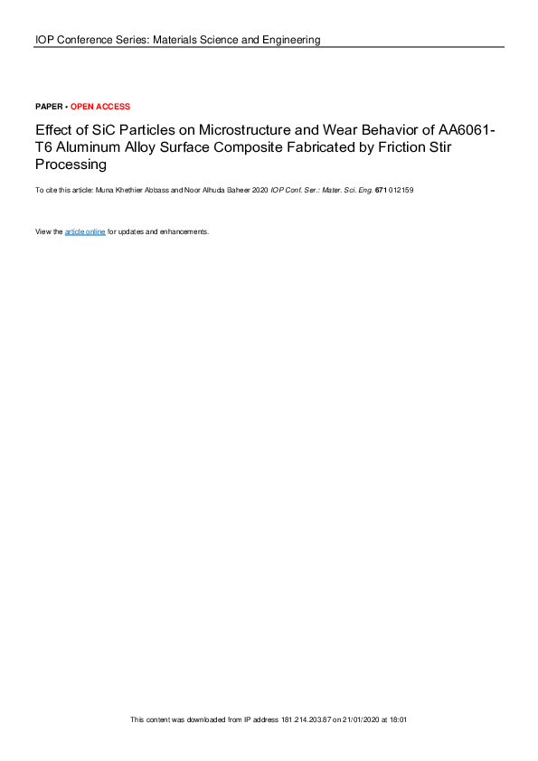 (PDF) Effect of SiC Particles on Microstructure and Wear Behavior of ...