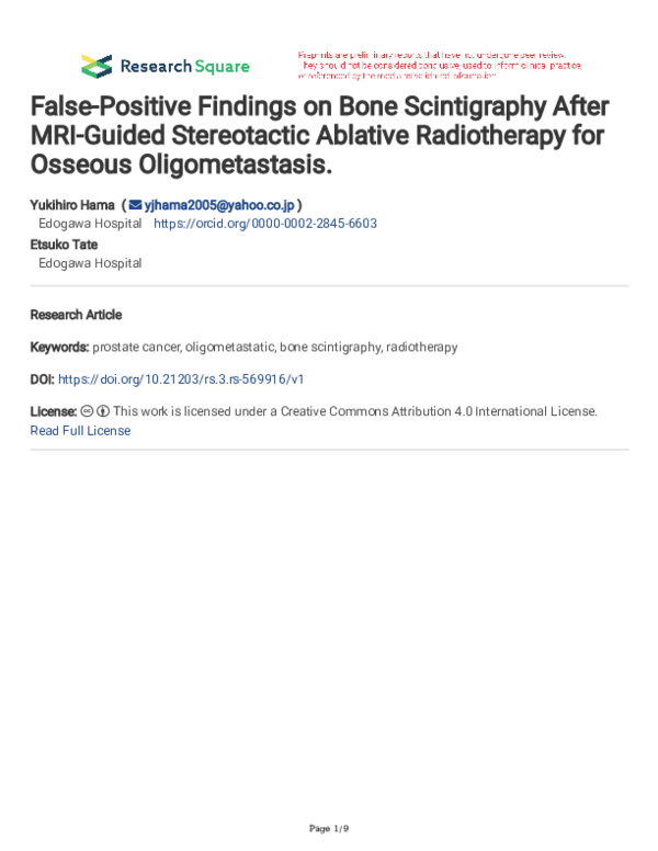 (PDF) False-Positive Findings on Bone Scintigraphy After MRI-Guided ...