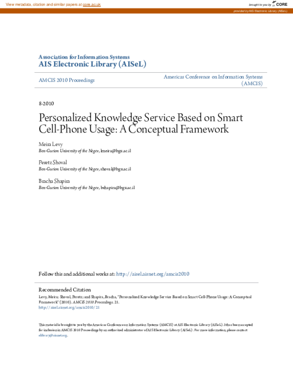 (PDF) Personalized Knowledge Service Based on Smart Cell-Phone Usage: A ...