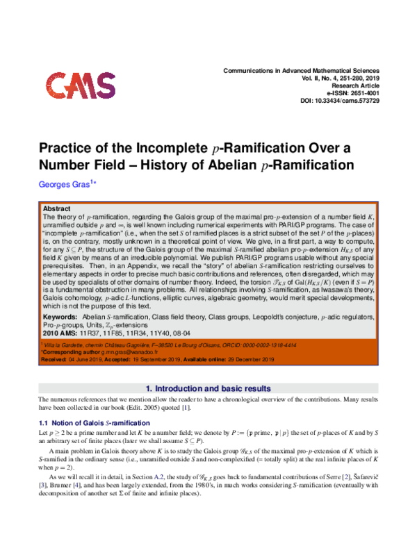 PDF) Practice of incomplete p-ramification over a number field