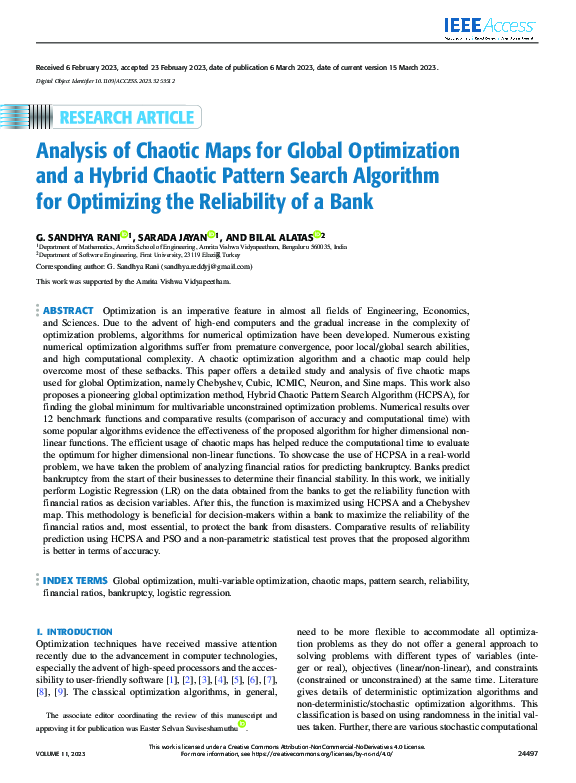 (PDF) Analysis of Chaotic Maps for Global Optimization and a Hybrid ...
