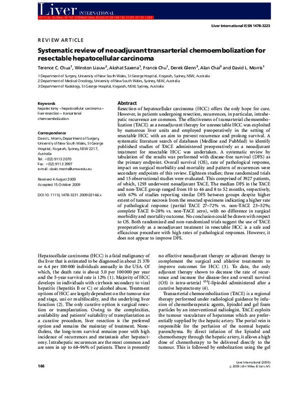 (PDF) Systematic review of neoadjuvant transarterial chemoembolization ...