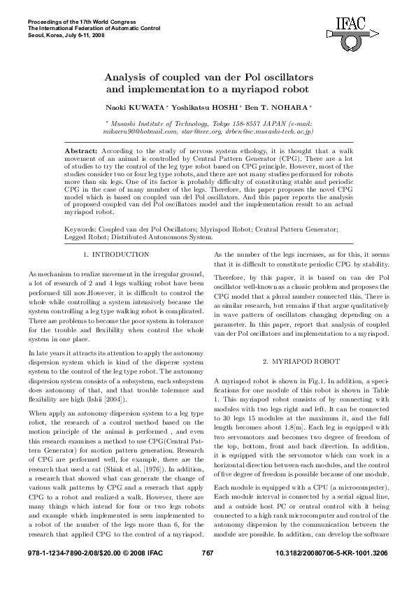 (PDF) Analysis of coupled van der Pol oscillators and implementation to ...