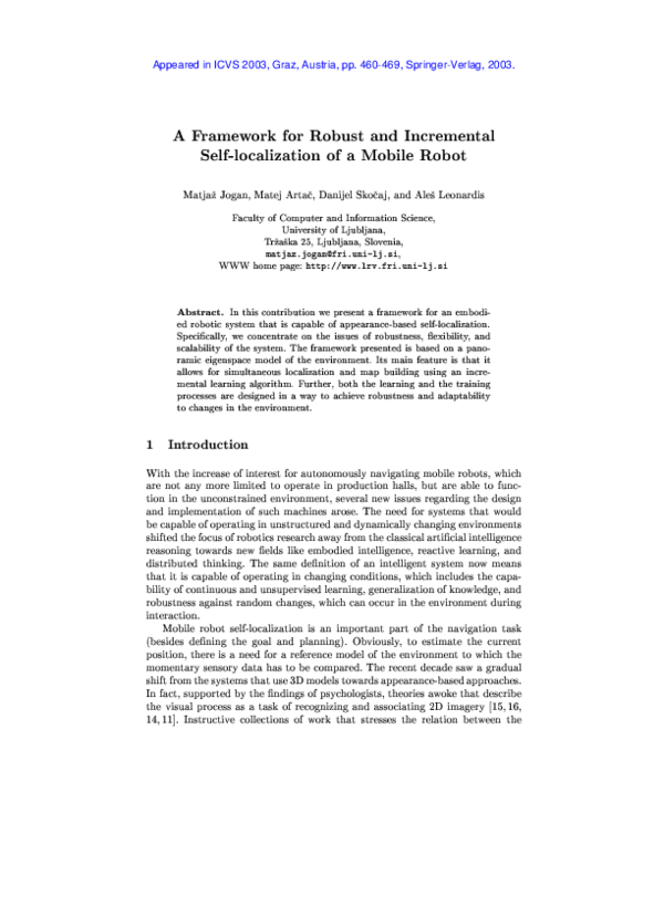 (PDF) A Framework for Robust and Incremental Self-Localization of a ...