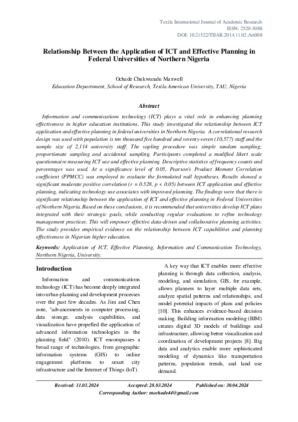 (PDF) Relationship Between the Application of ICT and Effective ...