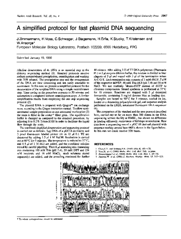 (PDF) A simplified protocol for fast plasmid DNA sequencing
