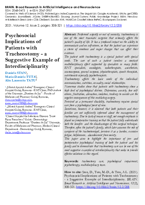 (PDF) Psychosocial Implications of Patients with Tracheostomy - a ...