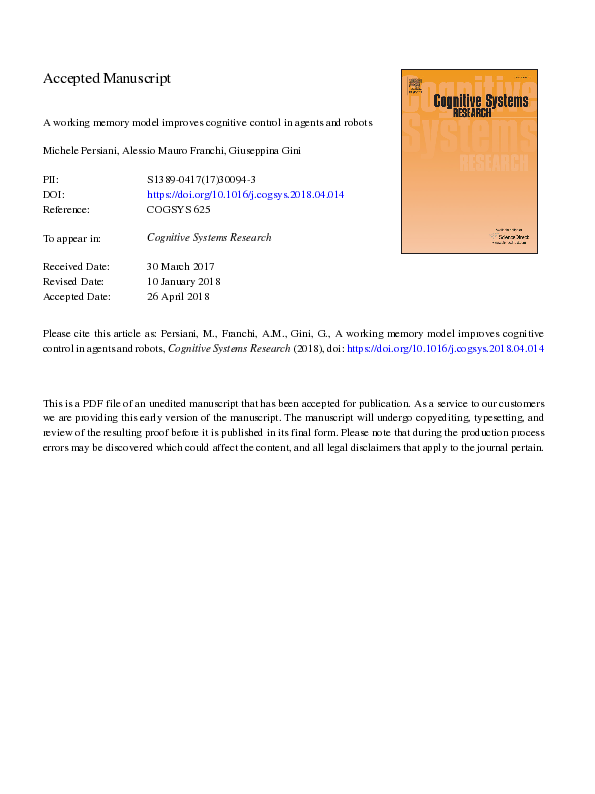 (PDF) A working memory model improves cognitive control in agents and ...