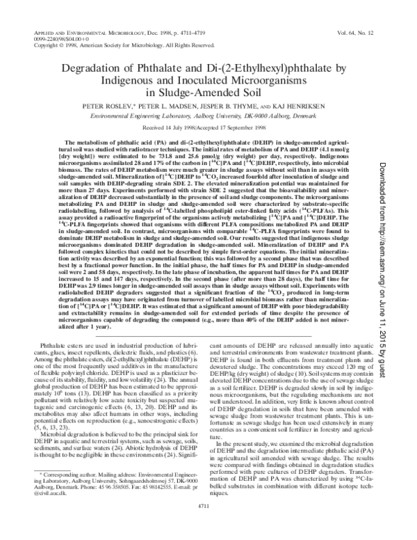 (PDF) Degradation of Phthalate and Di-(2-Ethylhexyl)phthalate by ...