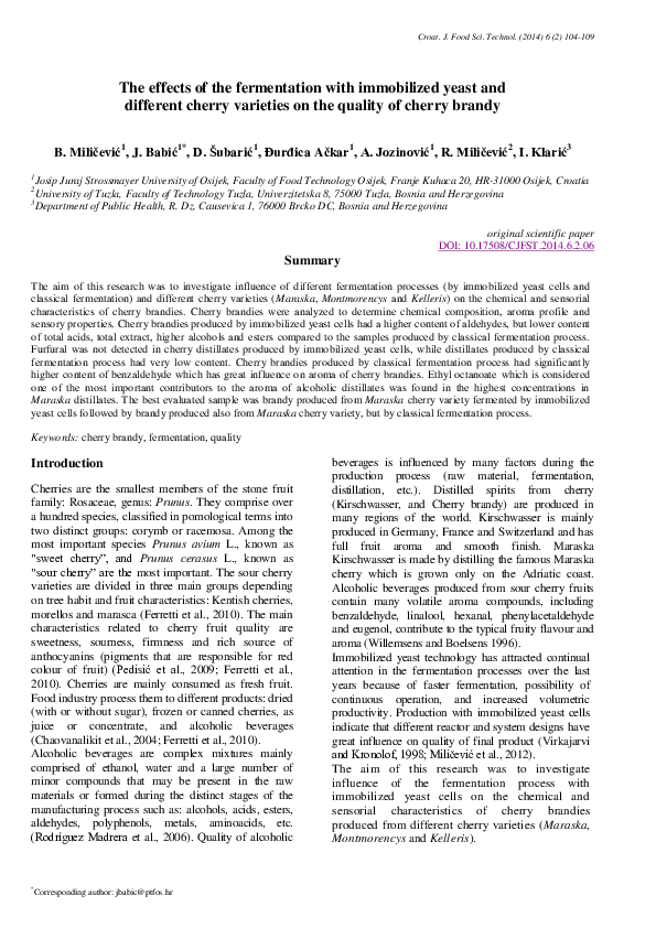 (PDF) The effects of the fermentation with immobilized yeast and ...