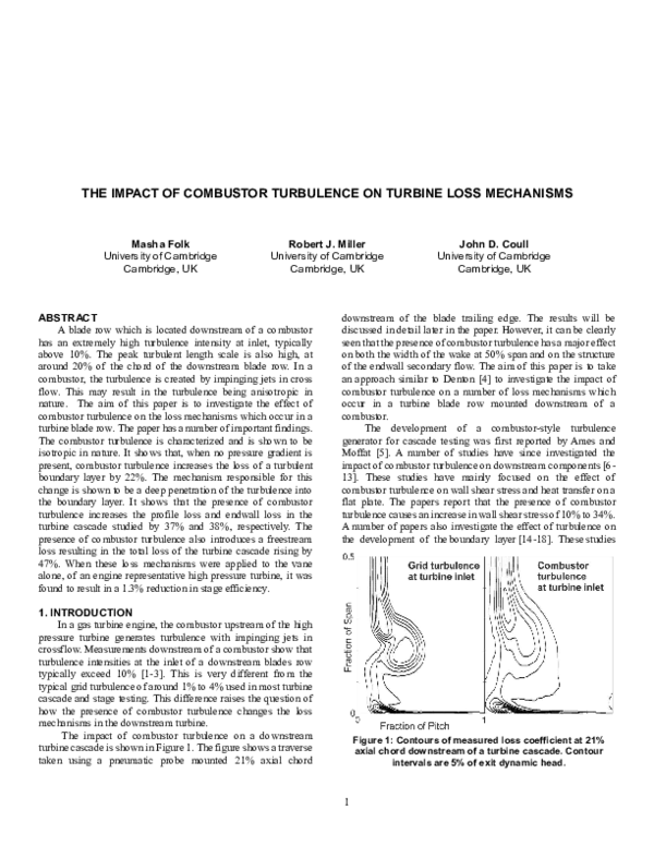 (PDF) The Impact of Combustor Turbulence on Turbine Loss Mechanisms