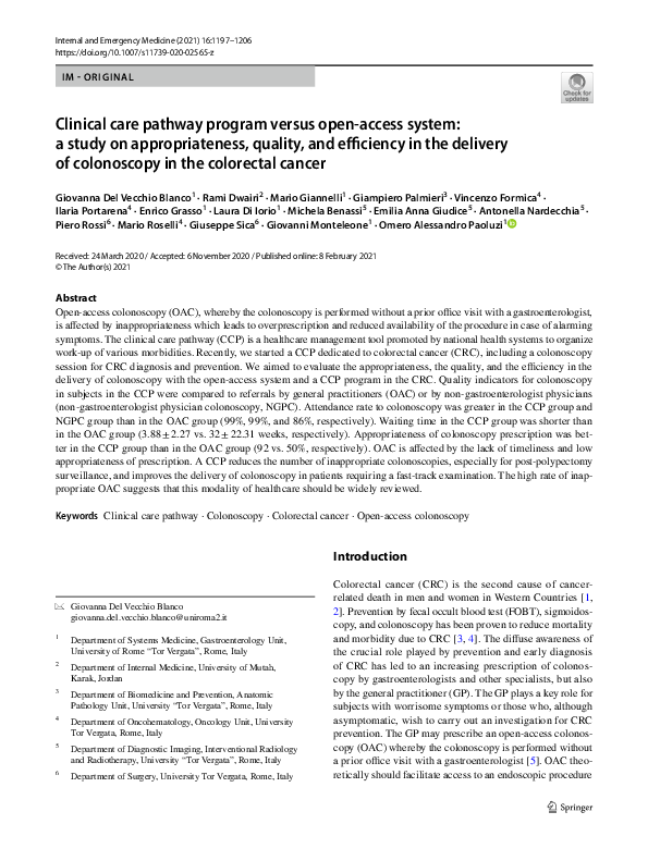 (PDF) Clinical care pathway program versus open-access system: a study ...