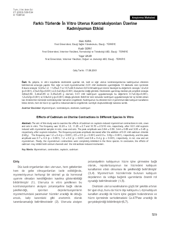 (PDF) Effects of Cadmium on Uterine Contractions in Different Species ...