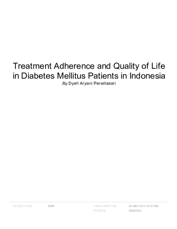 (PDF) Treatment Adherence and Quality of Life in Diabetes Mellitus ...