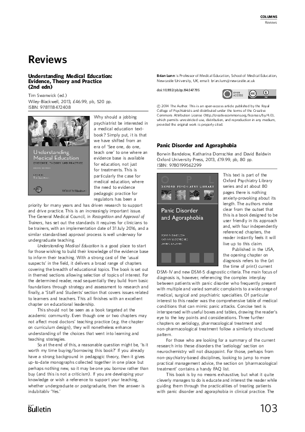 (PDF) Understanding Medical Education: Evidence, Theory and Practice ...