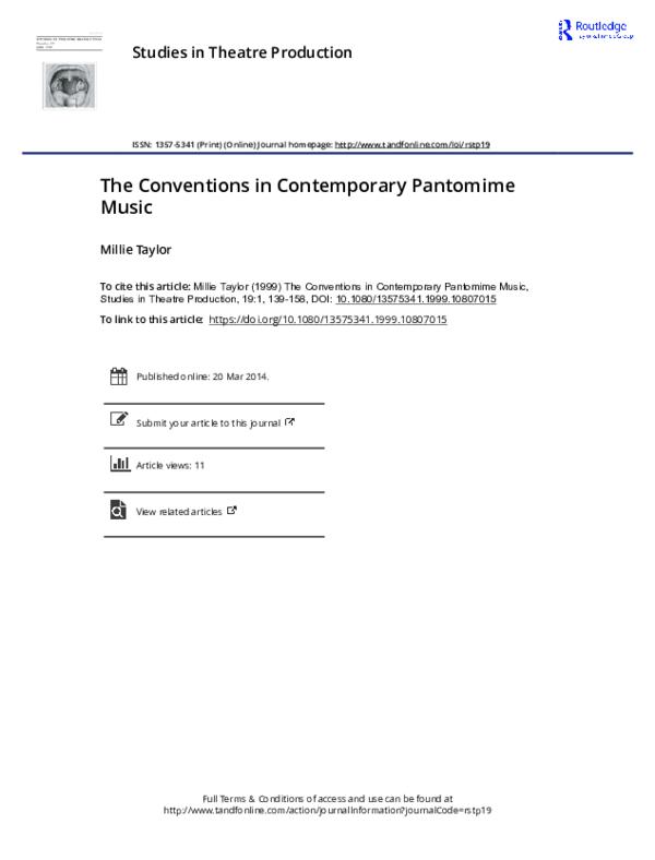 (PDF) The Conventions in Contemporary Pantomime Music