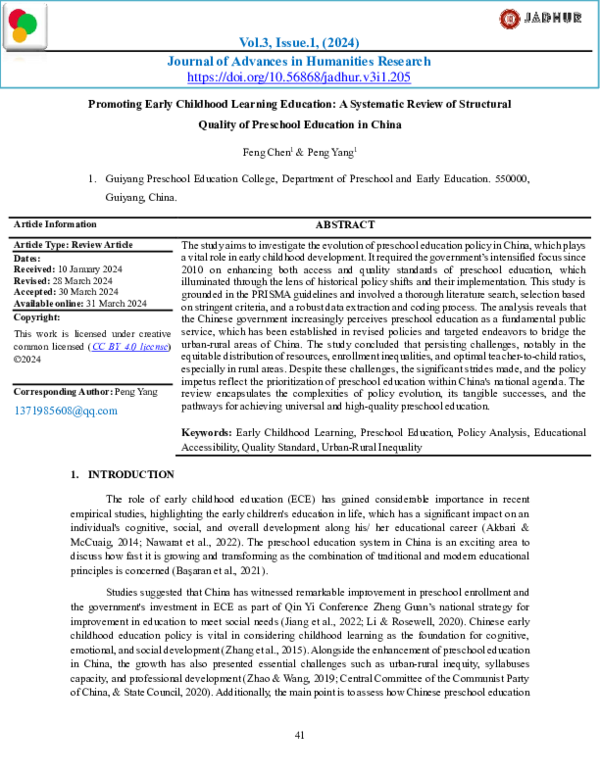 (PDF) Promoting Early Childhood Learning Education: A Systematic Review ...
