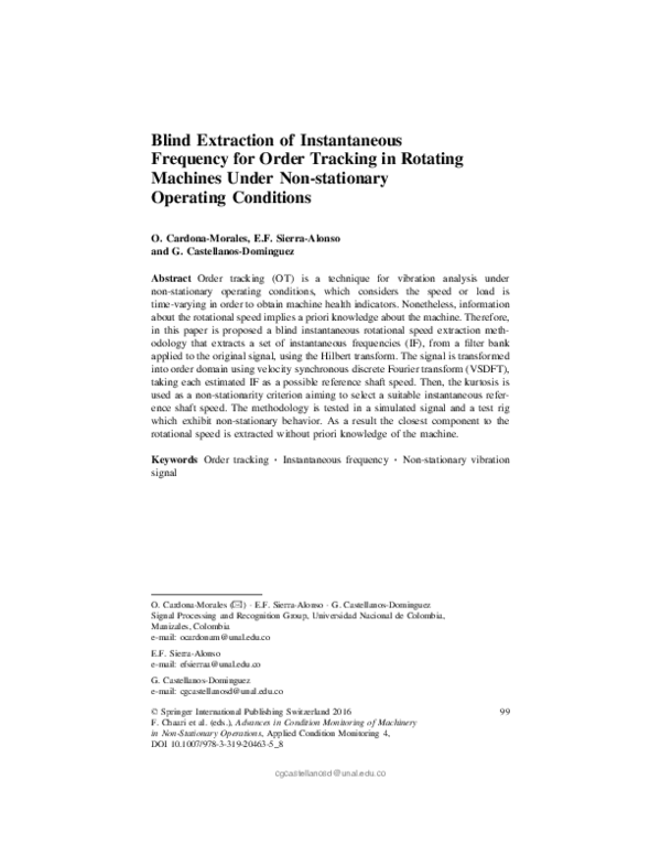 (PDF) Blind Extraction of Instantaneous Frequency for Order Tracking in ...