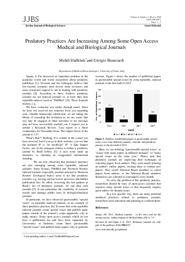 (PDF) Predatory Practices Are Increasing among Some Open Access Medical ...