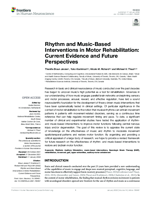 (PDF) Rhythm and Music-Based Interventions in Motor Rehabilitation ...