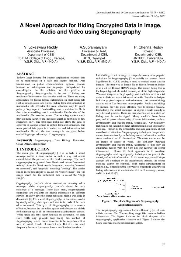 (PDF) A Novel Approach for Hiding Encrypted Data in Image, Audio and ...