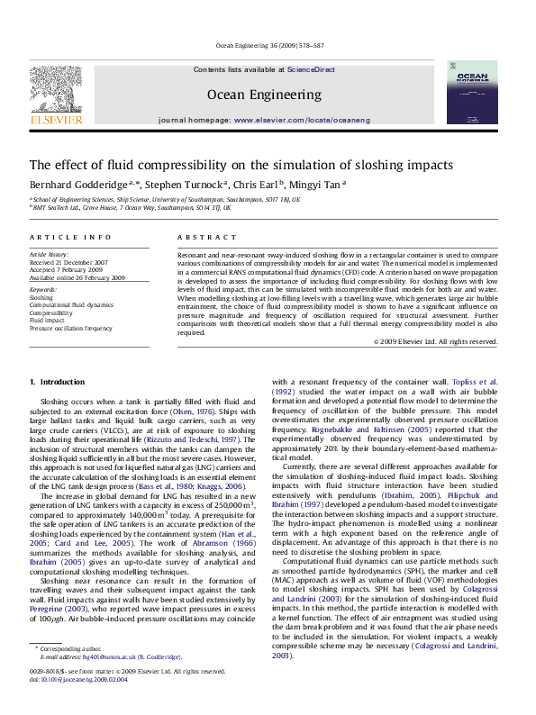 (PDF) The effect of fluid compressibility on the simulation of sloshing ...