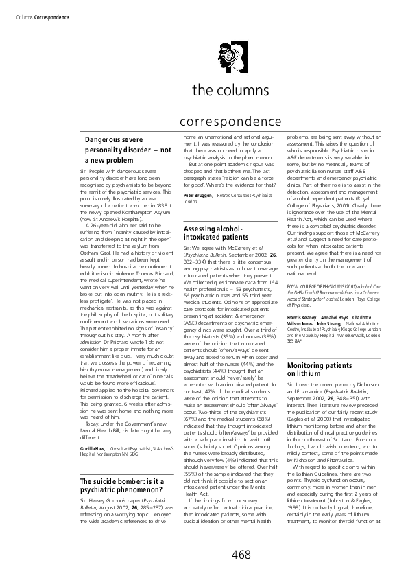 (PDF) Dangerous severe personality disorder – not a new problem