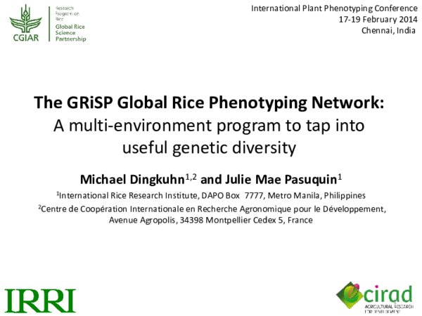 (PDF) The GRiSP Global Rice Phenotyping Network: A multi-environment ...
