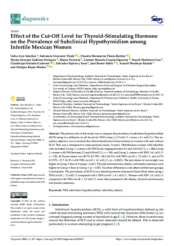 (PDF) Effect of the Cut-Off Level for Thyroid-Stimulating Hormone on ...