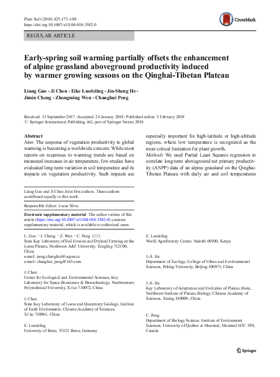 (PDF) Early-spring soil warming partially offsets the enhancement of ...