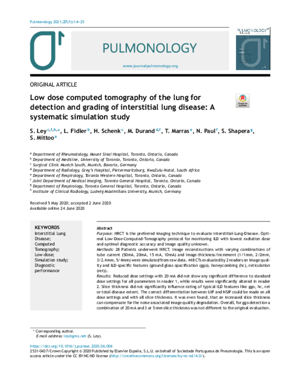(PDF) Low dose computed tomography of the lung for detection and ...