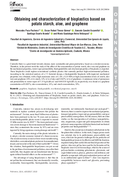 (PDF) Obtaining and characterization of bioplastics based on potato ...