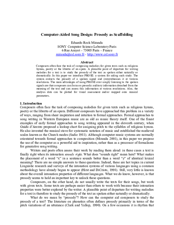 (PDF) Computer-aided song design: Prosody as scaffolding