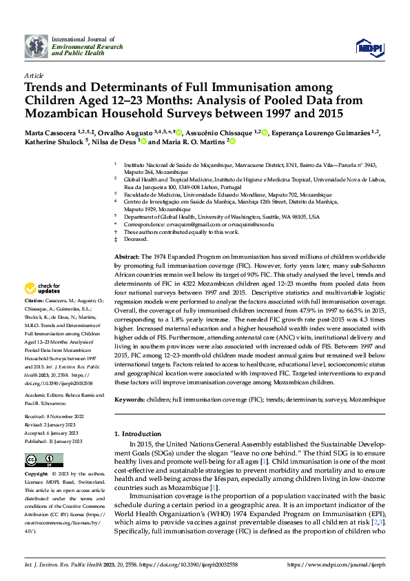 (PDF) Trends and Determinants of Full Immunisation among Children Aged ...