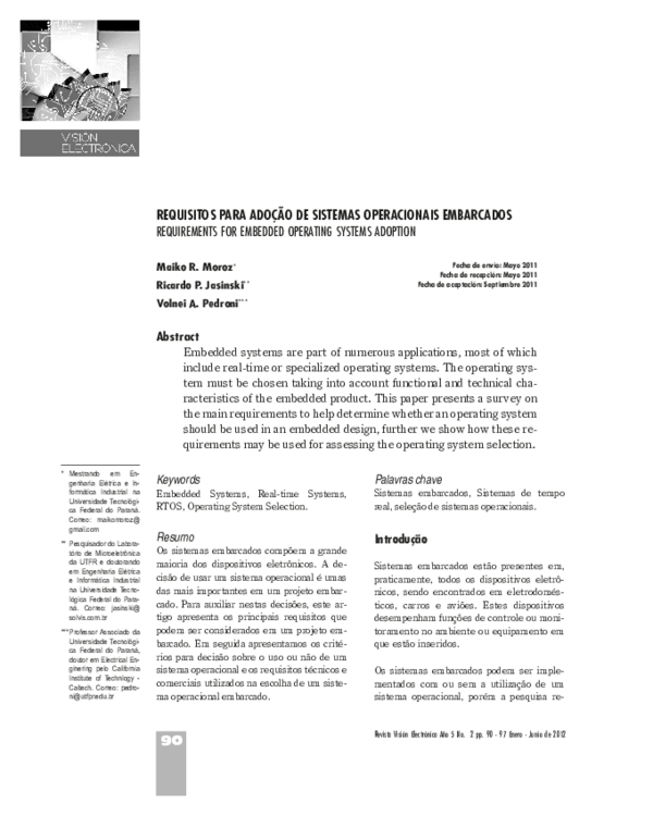 (PDF) Requirements for Embedded Operating Systems Adoption