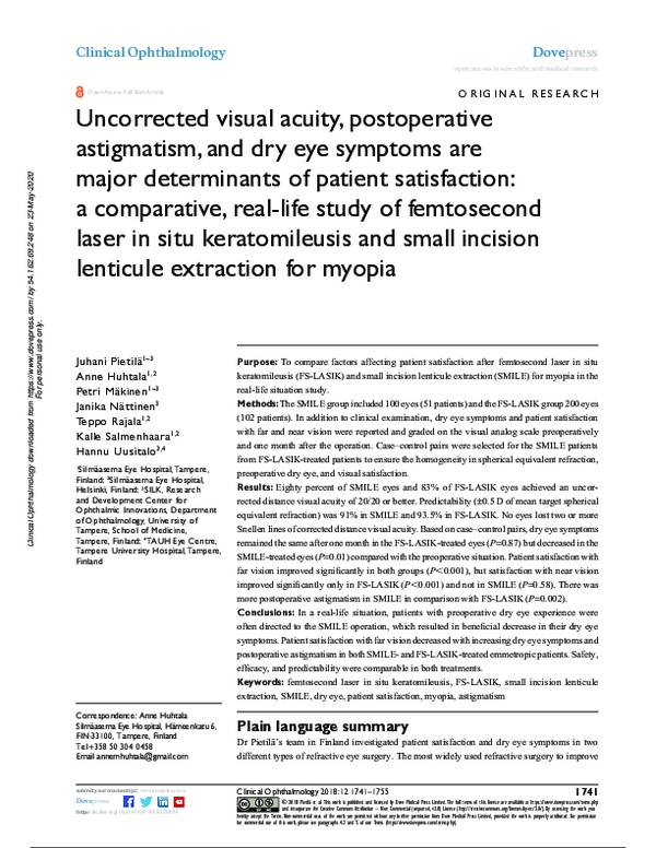 (PDF) Uncorrected visual acuity, postoperative astigmatism, and dry eye ...
