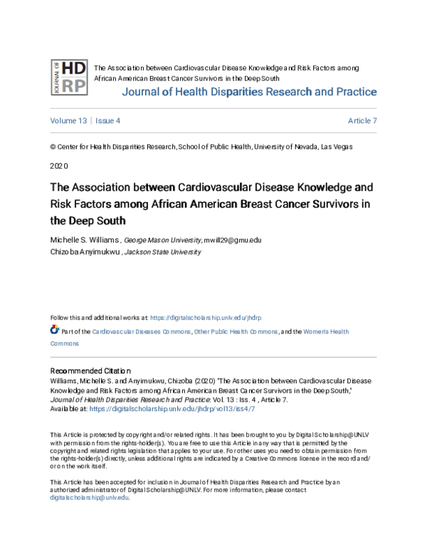 (PDF) The Association between Cardiovascular Disease Knowledge and Risk ...