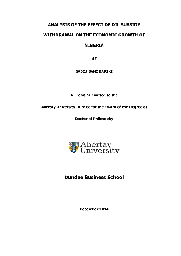 (PDF) Analysis of the effect of oil subsidy withdrawal on the economic ...
