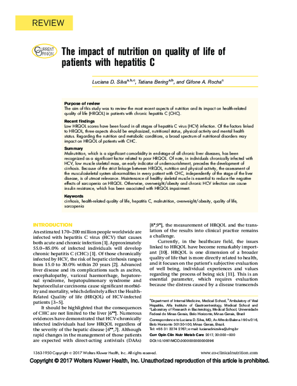 (PDF) The impact of nutrition on quality of life of patients with ...