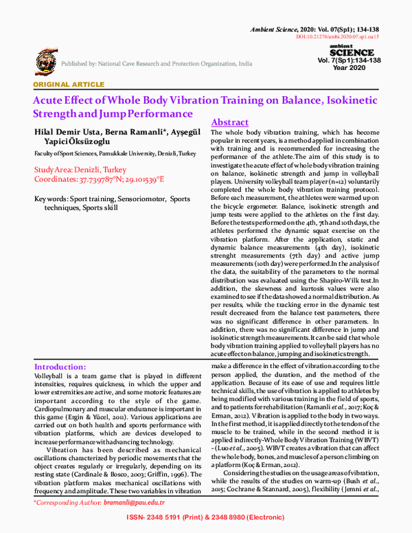 (PDF) Acute Effect of Whole Body Vibration Training on Balance ...