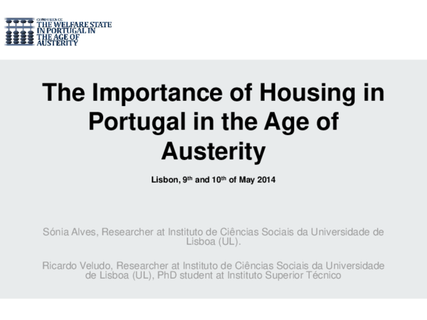 (PDF) The Importance of Housing in Portugal in the Age of Austerity